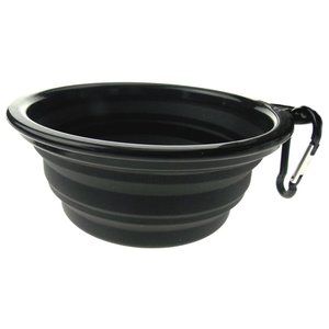 Pupware Black Collapsible Dog Dish Eco Friendly BPA Free Doggie Carabiner Travel